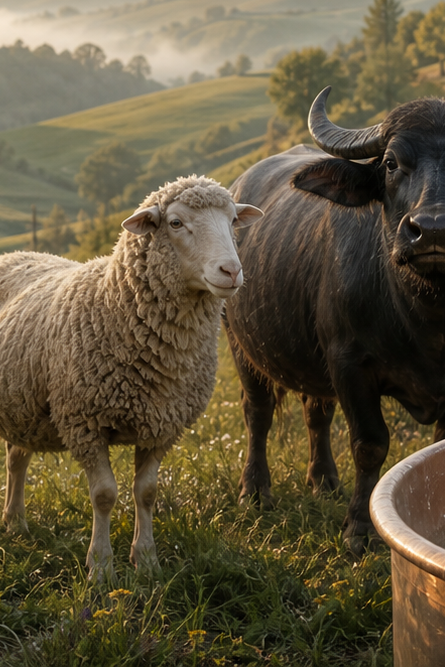 Sheep in a dairy pasture